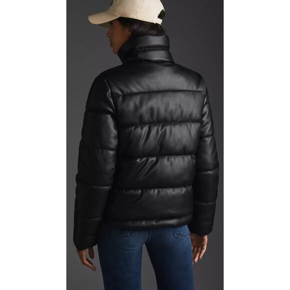 Avec Les Filles Faux Leather Black Puffer Jacket Size XS NWT Oversized - Picture 11 of 16